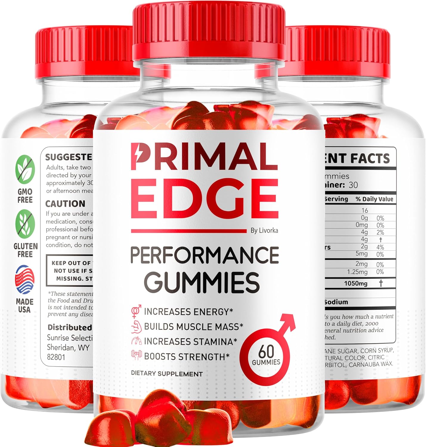 Primal Edge Men's Gummies 2 Pack - Advanced Formula Support Supplement for 2 Months