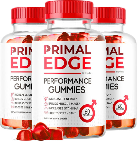 Primal Edge Men's Gummies 3 Pack - Advanced Formula Supplement for Men - 180 Gummies for 3 Months
