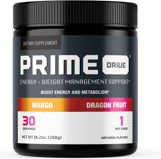 Prime Drive Energy Mango Dragonfruit Pre Workout Powder - Enhances Energy, Focus, Intensity, and Metabolism - 30 Servings