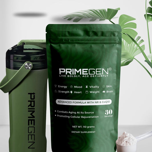 PrimeGen Advanced Anti-Aging Dietary Supplement with NR & CoQ10 - 30 Servings - 110g - Energy, Mood, Vitality Support