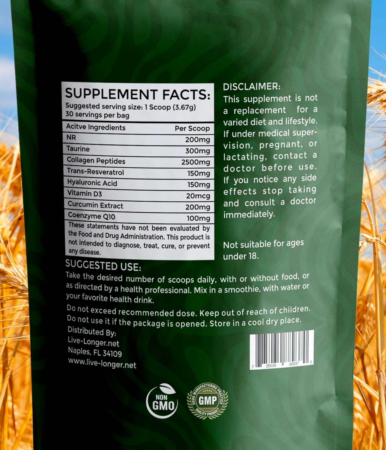 PrimeGen Advanced Anti-Aging Dietary Supplement with NR & CoQ10 - 30 Servings - 110g - Energy, Mood, Vitality Support