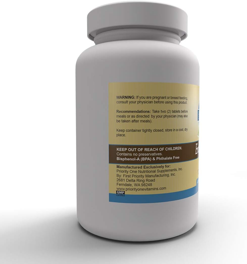 Priority One Vitamins Enzy Gest 120 Tablets - Supports Healthy Digestion and Intestinal Enzyme Activity with Two-Phase Formula