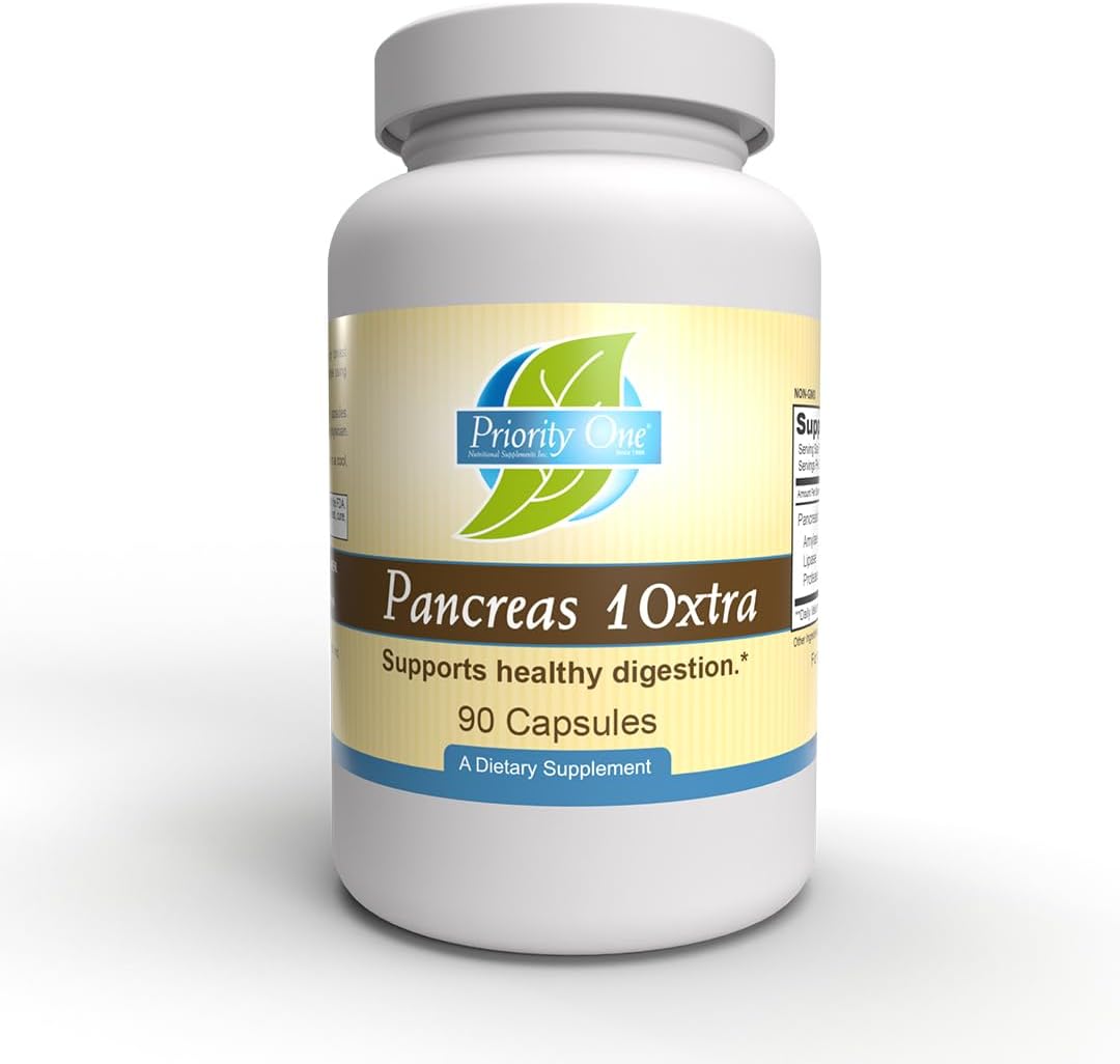Priority One Vitamins Pancreas 10xtra 90 Capsules - Natural Digestive Enzyme Support for Healthy Digestion*