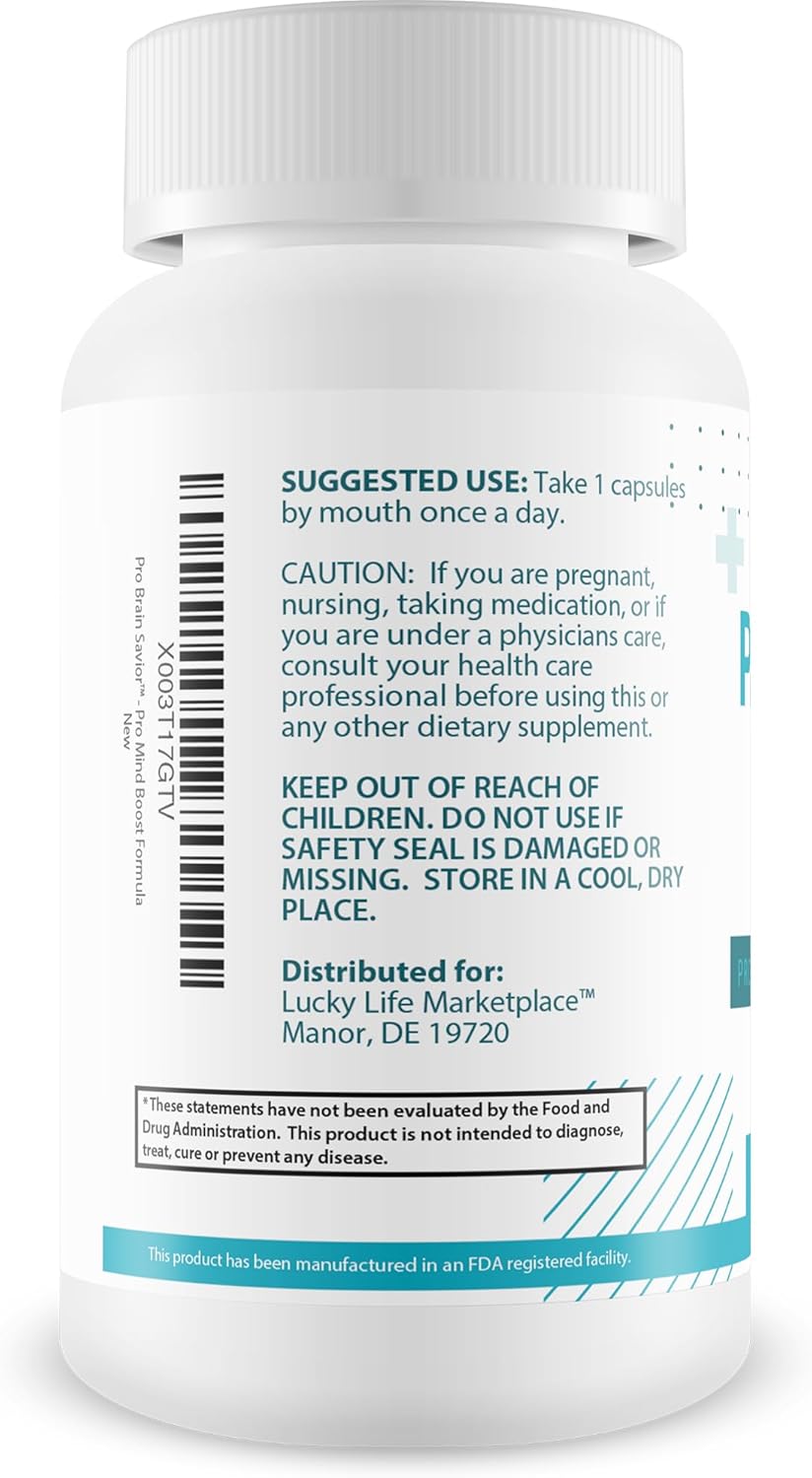 Pro Mind Boost Nootropic Brain Supplement for Memory, Focus, and Clarity - Study Pills with Bacopa, Niacin, Caffeine, L-Theanine, and GABA - Enhance Memory Retention and Learning