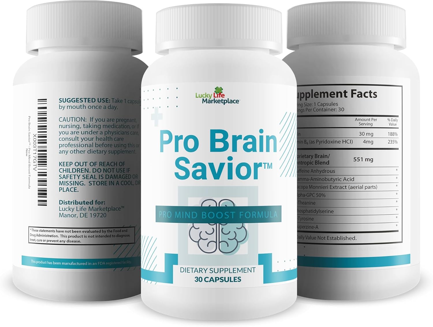Pro Mind Boost Nootropic Brain Supplement for Memory, Focus, and Clarity - Study Pills with Bacopa, Niacin, Caffeine, L-Theanine, and GABA - Enhance Memory Retention and Learning