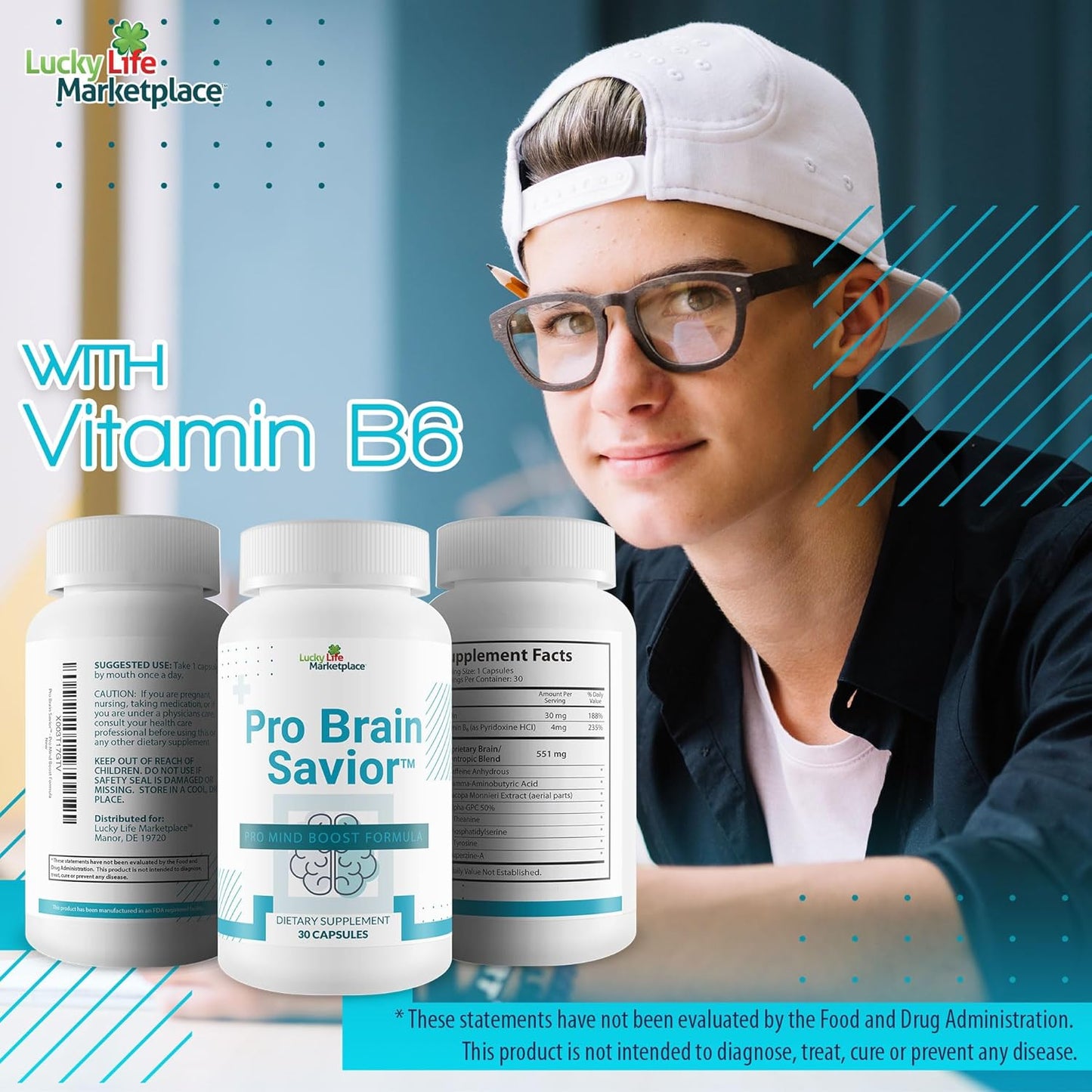 Pro Mind Boost Nootropic Brain Supplement for Memory, Focus, and Clarity - Study Pills with Bacopa, Niacin, Caffeine, L-Theanine, and GABA - Enhance Memory Retention and Learning