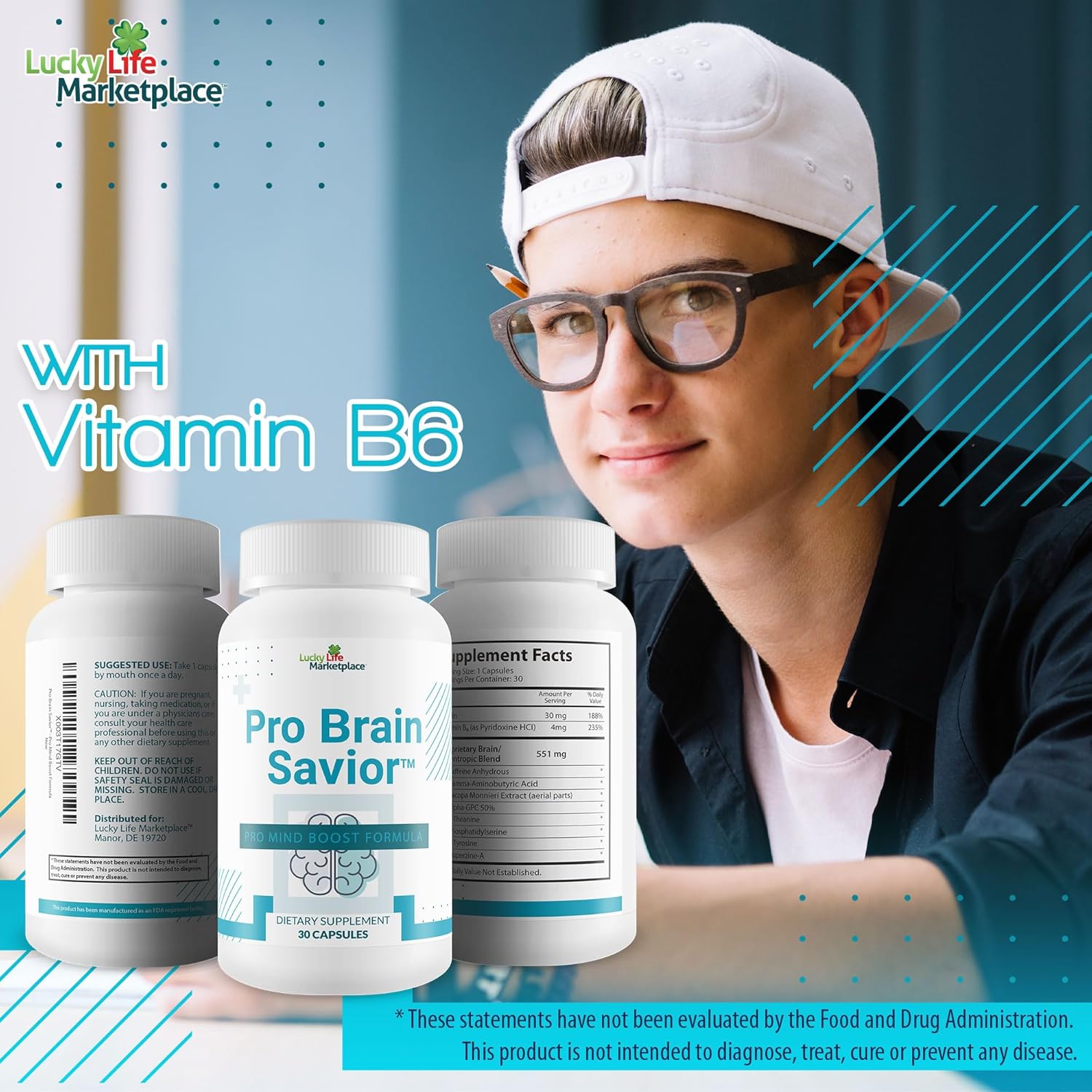 Pro Mind Boost Nootropic Brain Supplement for Memory, Focus, and Clarity - Study Pills with Bacopa, Niacin, Caffeine, L-Theanine, and GABA - Enhance Memory Retention and Learning