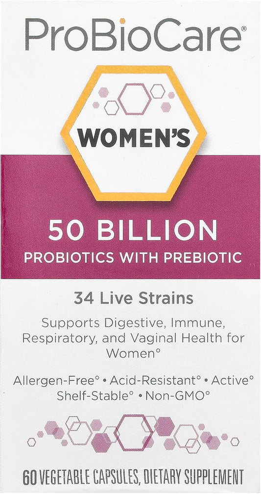 ProBioCare Women's Probiotic - 50 Billion CFUs for Digestive Health, Vaginal Wellness, Immune Support - 60 Capsules