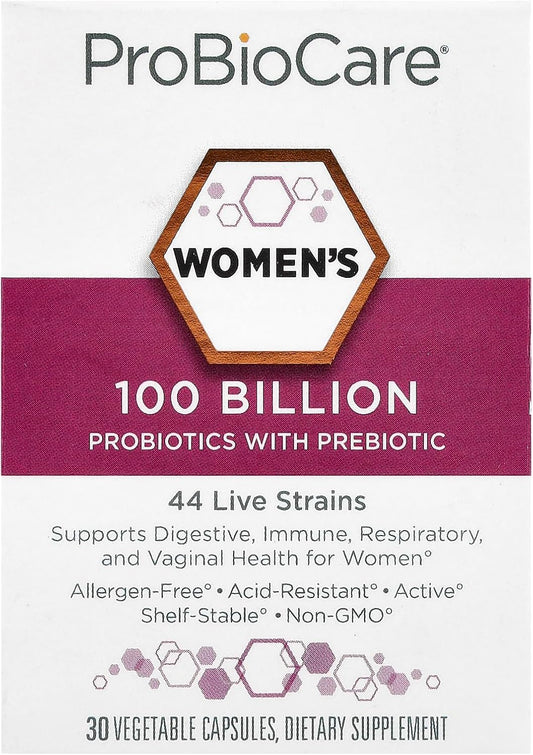 ProBioCare Women's Probiotic 100 Billion CFUs, Supports Digestive, Immune & Gut Health, Promotes Microbiome Balance (30 Capsules)