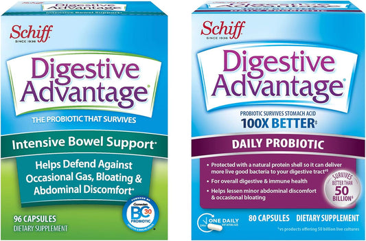 Probiotic Bundle for Digestive & Immune Support - Daily Probiotic Capsules (80ct) & IBS Capsules (96ct) for Men & Women