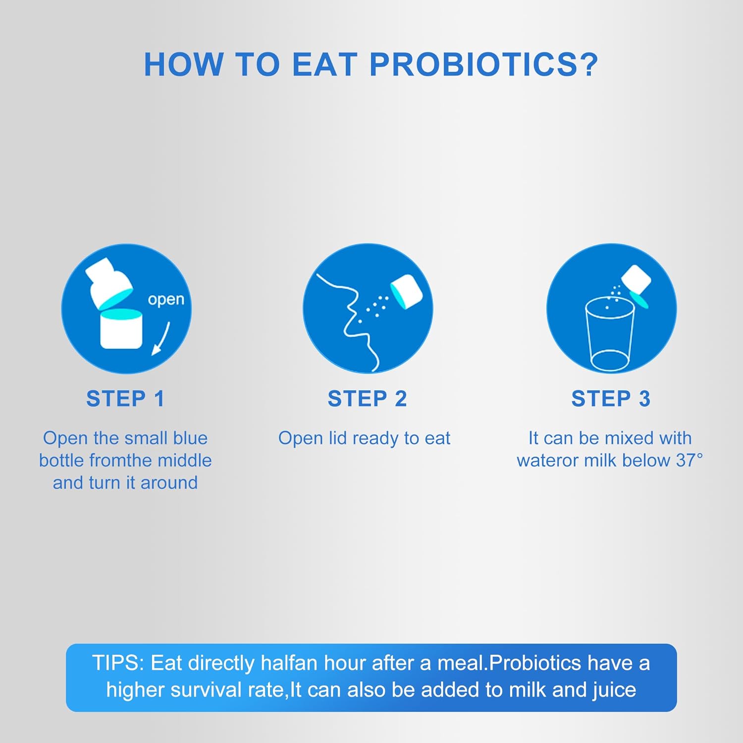 Probiotic Solid Beverage 10 Bottles x 3 Boxes, 40 Billion CFU for Gut Health and Digestive Support