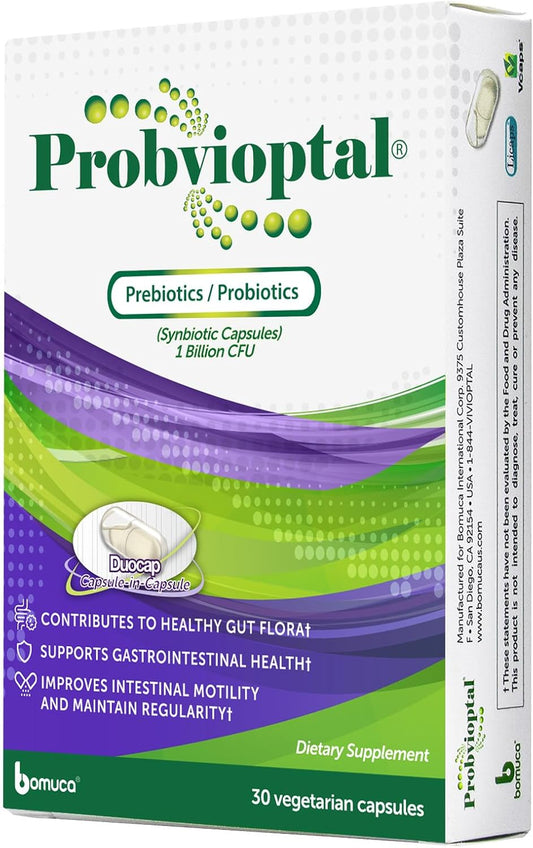 Probvioptal Duocap Probiotics & Prebiotics Vitamins - 30 Capsules, 1 Billion CFU, Gluten Free