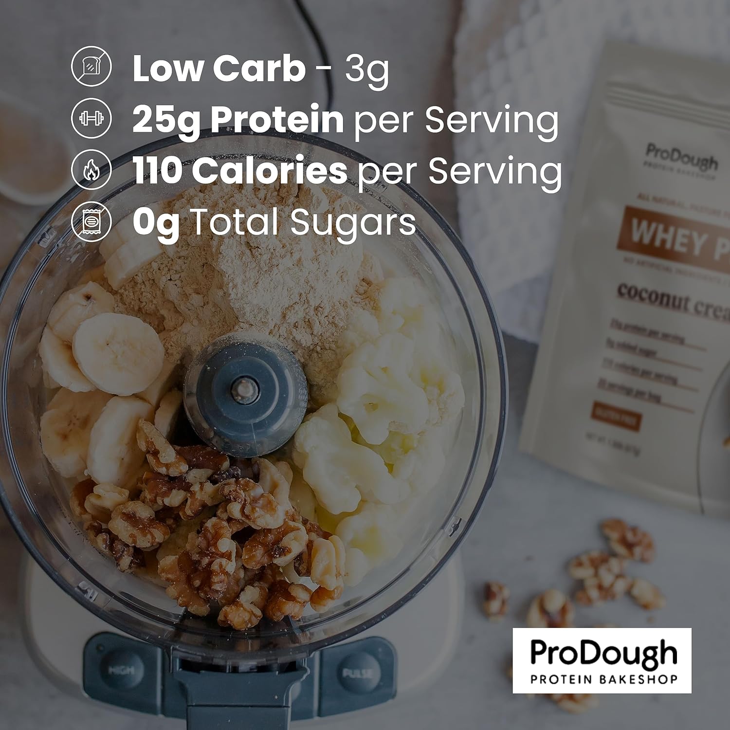 ProDough Gourmet Whey Isolate Protein Powder - Easy Digestion, 25g Protein, Natural Ingredients - Gluten Free, Keto Friendly - Cookie Crumble Flavor