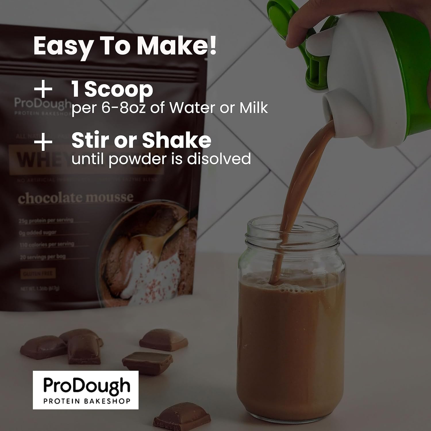 ProDough Gourmet Whey Isolate Protein Powder - Easy Digestion, 25g Protein, Natural Ingredients - Gluten Free, Keto Friendly - Cookie Crumble Flavor