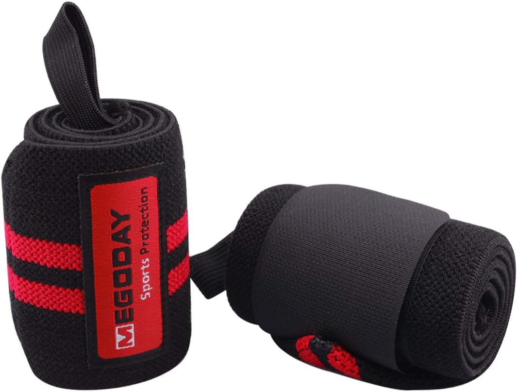 Professional Grade Wrist Wraps Support 24" with Thumb Loops - 1 Pair for Men and Women - Ideal for Weight Lifting, Crossfit, Powerlifting, Strength Training - Wrist Wrap Braces by MEGODAY