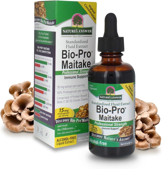 Professional Strength Nature's Answer Bio Pro Maitake Mushroom Extract - 2 oz Liquid, Alcohol-Free for Immune Support