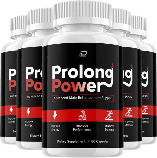 Prolong Power Pills Supplement - 5 Pack of 300 Capsules - All-Natural Formula for Extended Energy & Endurance