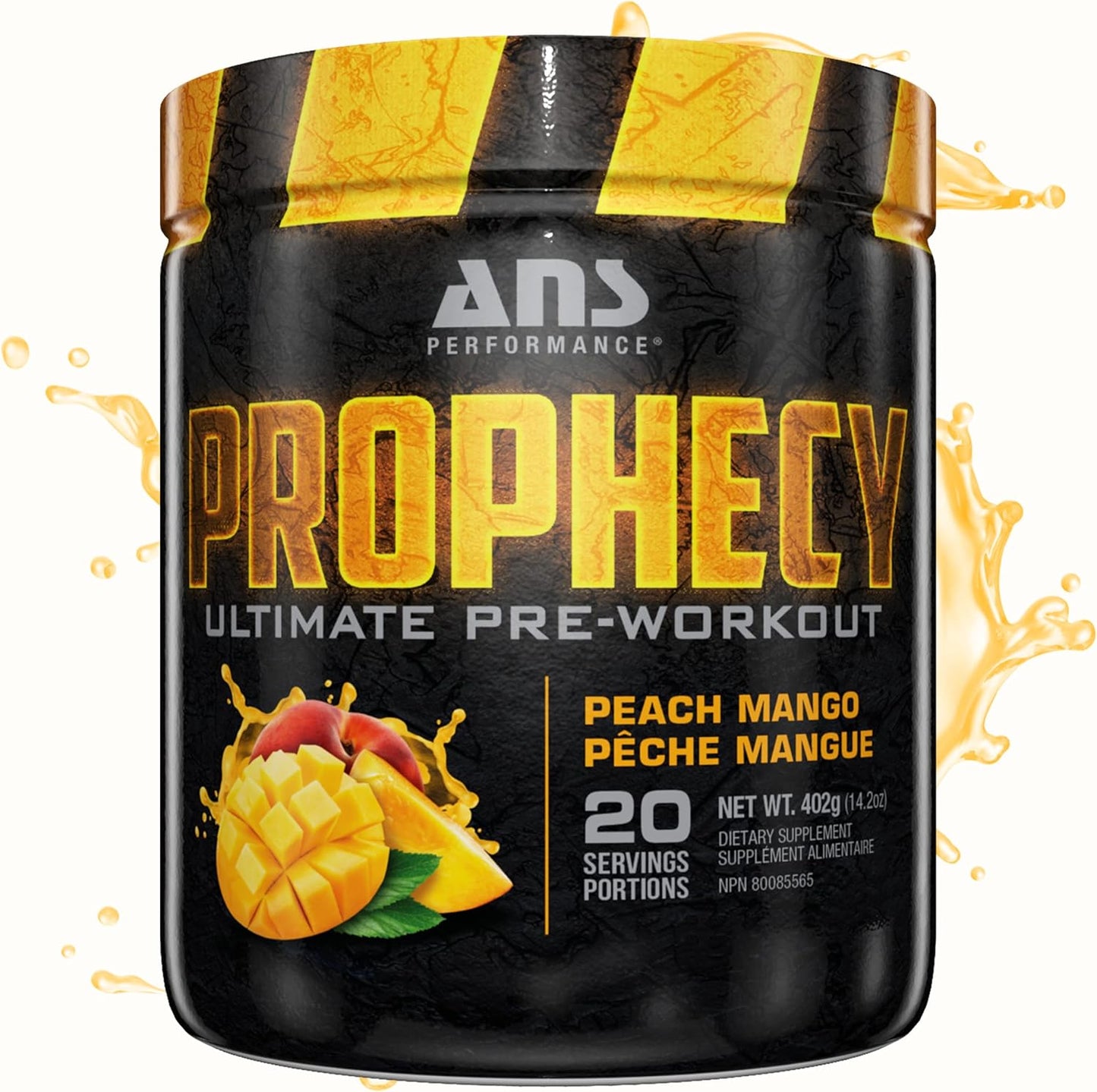 Prophecy Pre Workout Powder - Gluten Free Energy Formula - 20 Servings, 14.5 oz - Increase Power & Workout Volume - Peach Mango Flavor