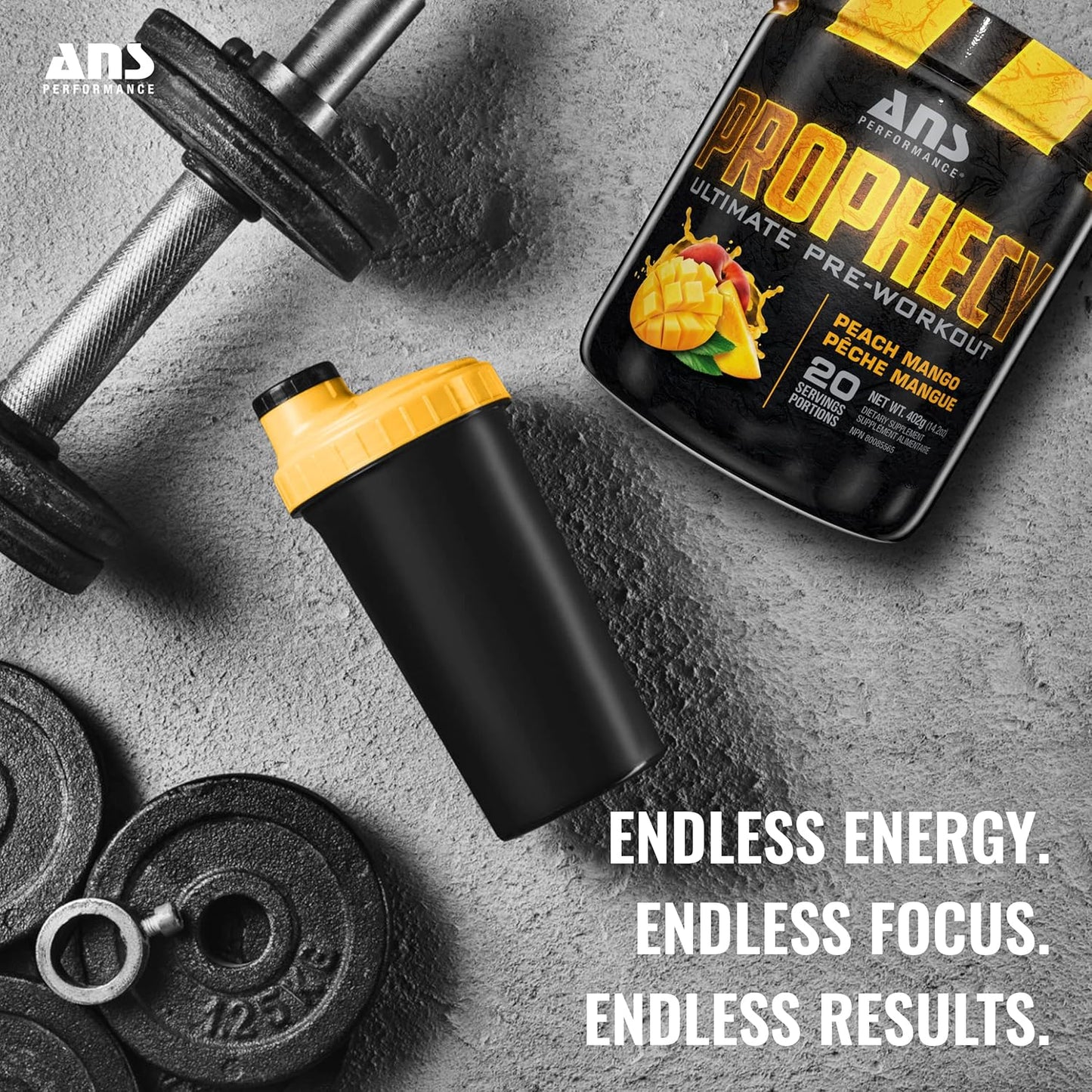 Prophecy Pre Workout Powder - Gluten Free Energy Formula - 20 Servings, 14.5 oz - Increase Power & Workout Volume - Peach Mango Flavor
