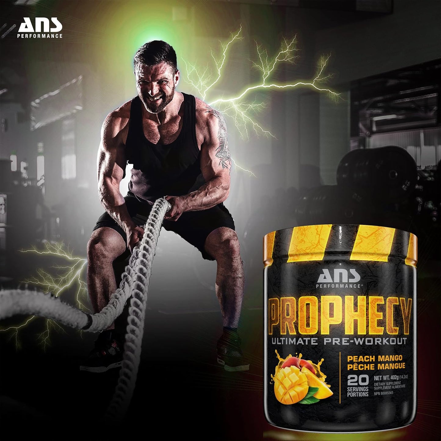 Prophecy Pre Workout Powder - Gluten Free Energy Formula - 20 Servings, 14.5 oz - Increase Power & Workout Volume - Peach Mango Flavor