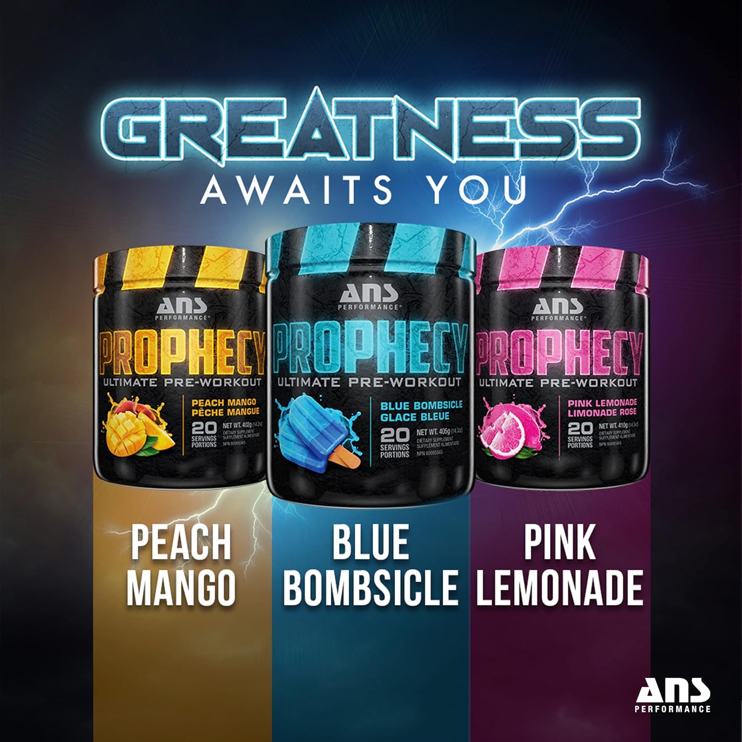 Prophecy Pre Workout Powder - Gluten Free Energy Formula - 20 Servings, 14.5 oz - Increase Power & Workout Volume - Peach Mango Flavor