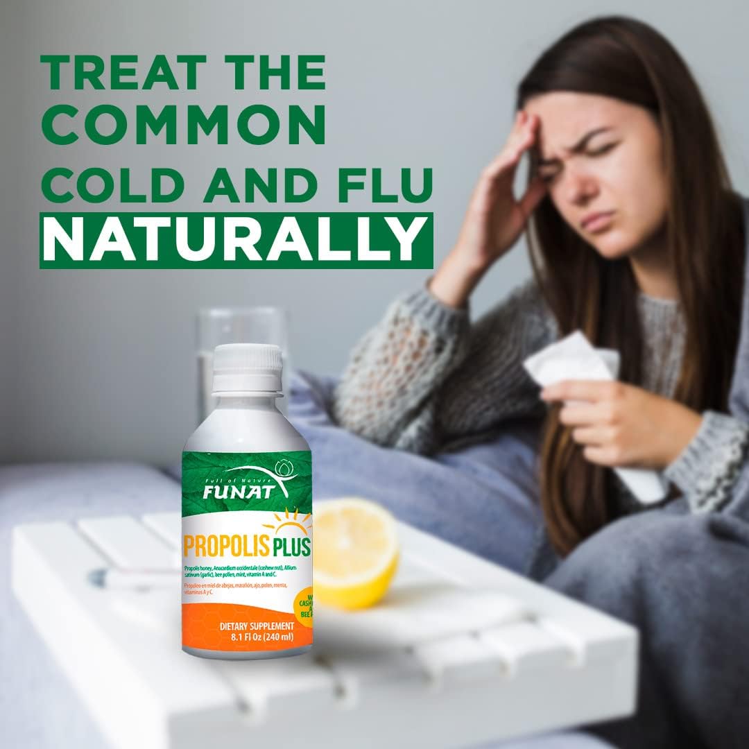 Propolis Plus with Polen, Garlic, Vitamin C, and A for Immune Support - 8.1 fl oz, 240ml