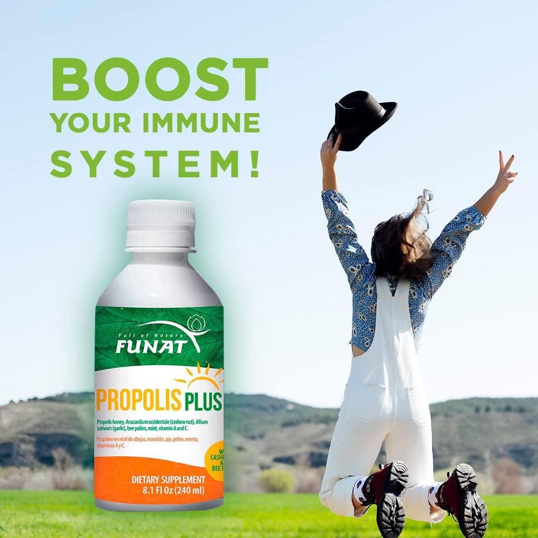 Propolis Plus with Polen, Garlic, Vitamin C, and A for Immune Support - 8.1 fl oz, 240ml