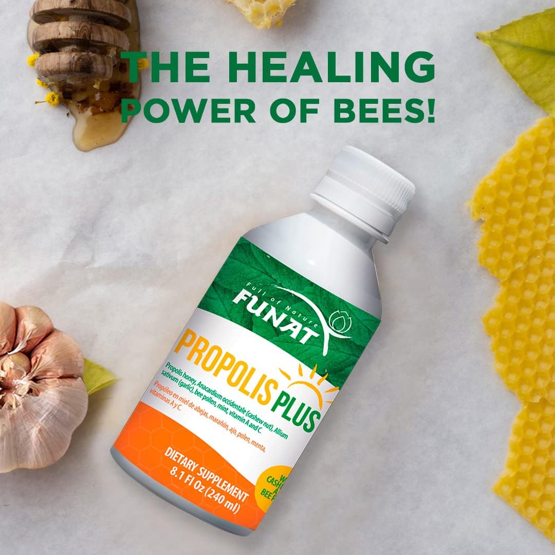 Propolis Plus with Polen, Garlic, Vitamin C, and A for Immune Support - 8.1 fl oz, 240ml