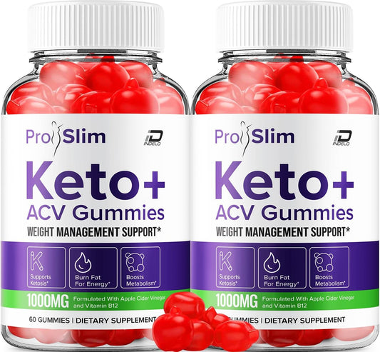 ProSlim Keto ACV Gummies: Advanced Extra Strength Formula with B12 - Fast Acting Keto Gummies (2 Pack, 120 Gummies)