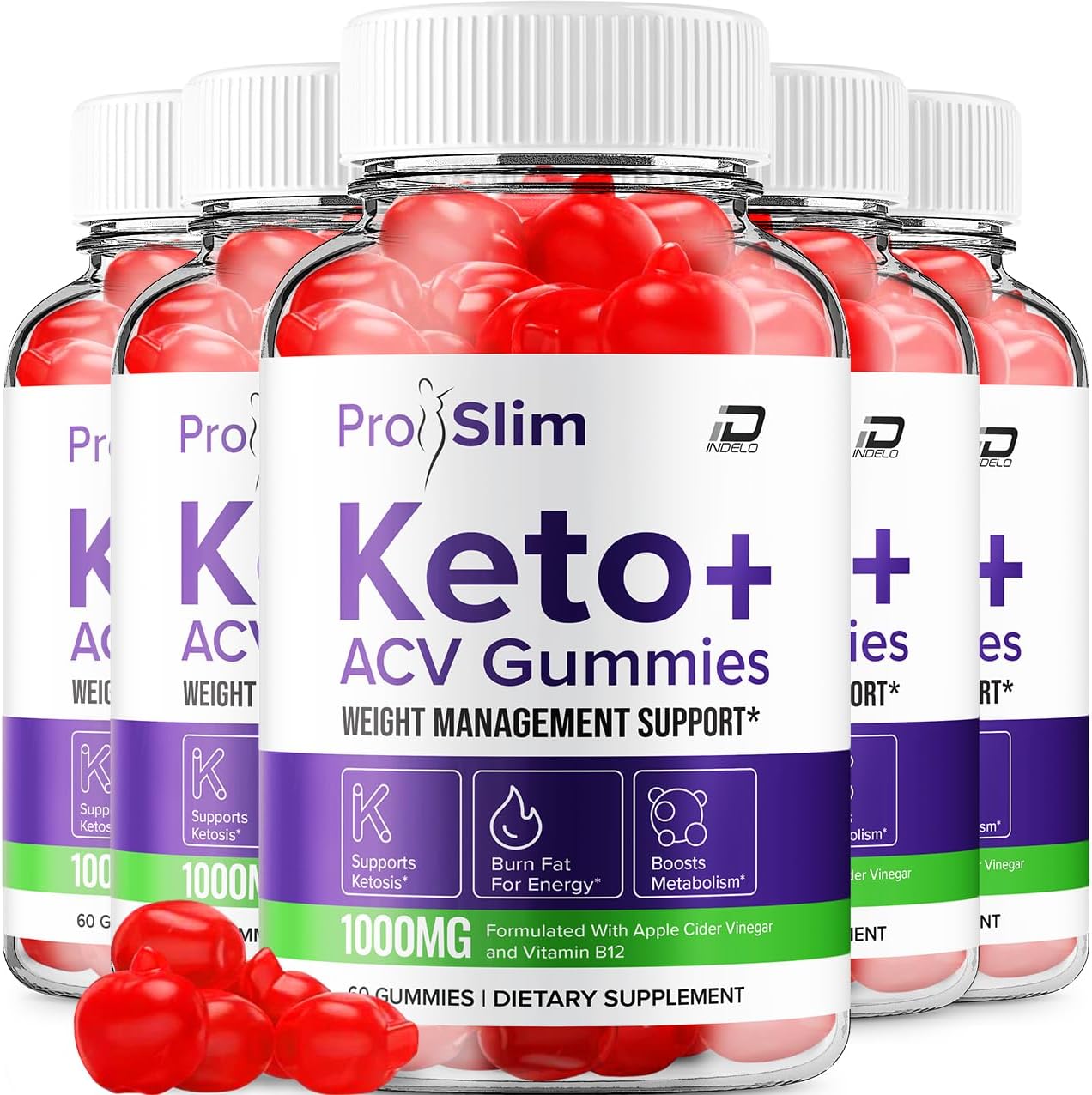 ProSlim Keto ACV Gummies: Fast-Acting Advanced Formula with B12 - Extra Strength Keto Gummies for  Slimming Formula  and Energy Boost, 5 Pack - 300 Gummies