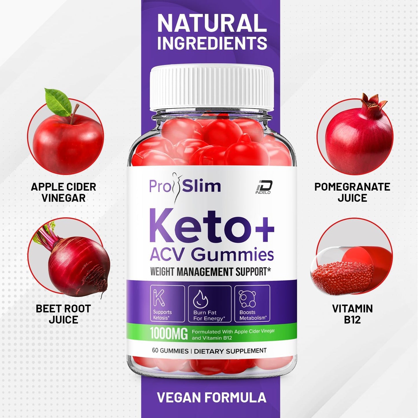 ProSlim Keto ACV Gummies: Fast-Acting Advanced Formula with B12 - Extra Strength Keto Gummies for  Slimming Formula  and Energy Boost, 5 Pack - 300 Gummies