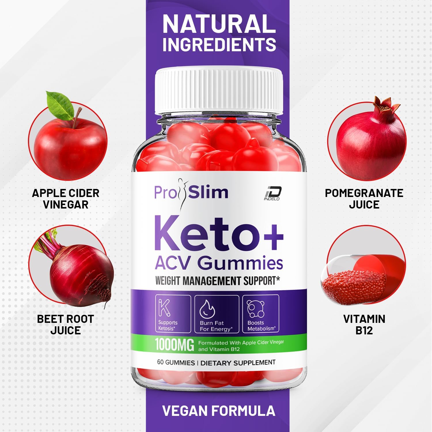 ProSlim Keto ACV Gummies: Fast-Acting Advanced Formula with B12 - Extra Strength Keto Gummies for  Slimming Formula  and Energy Boost, 5 Pack - 300 Gummies