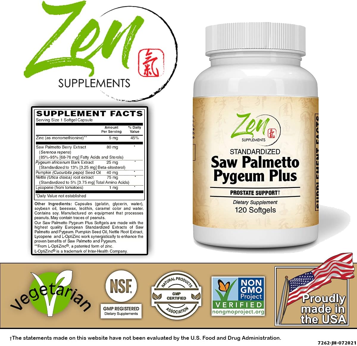Prostate Health Supplement with Saw Palmetto & Pygeum - Supports Urinary Tract Health & Hair Loss Prevention - 120 Softgels
