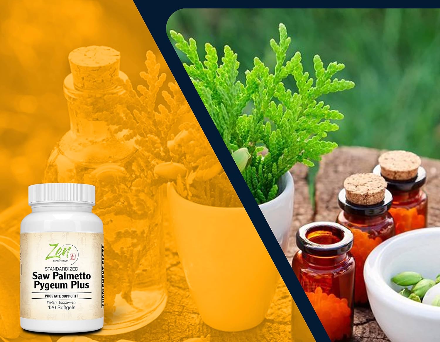 Prostate Health Supplement with Saw Palmetto & Pygeum - Supports Urinary Tract Health & Hair Loss Prevention - 120 Softgels