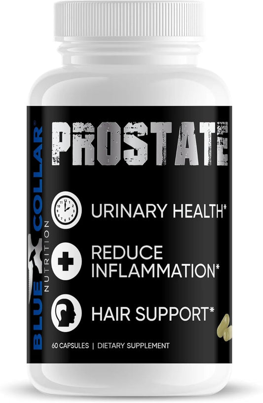 Prostate Health Support Capsules - Blue Collar Nutrition - 60 Capsules for Urinary Health, Hair, and Sleep