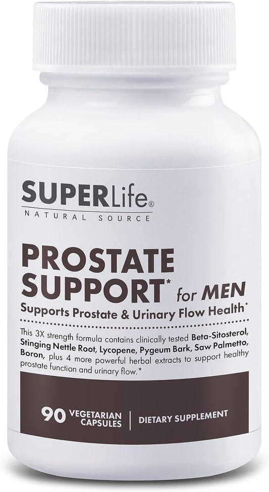 Prostate Support Supplement with 3X Strength Beta Sitosterol, Saw Palmetto, Nettle & Pygeum Bark Extracts - 90 Capsules for Prostate Health & Urinary Flow