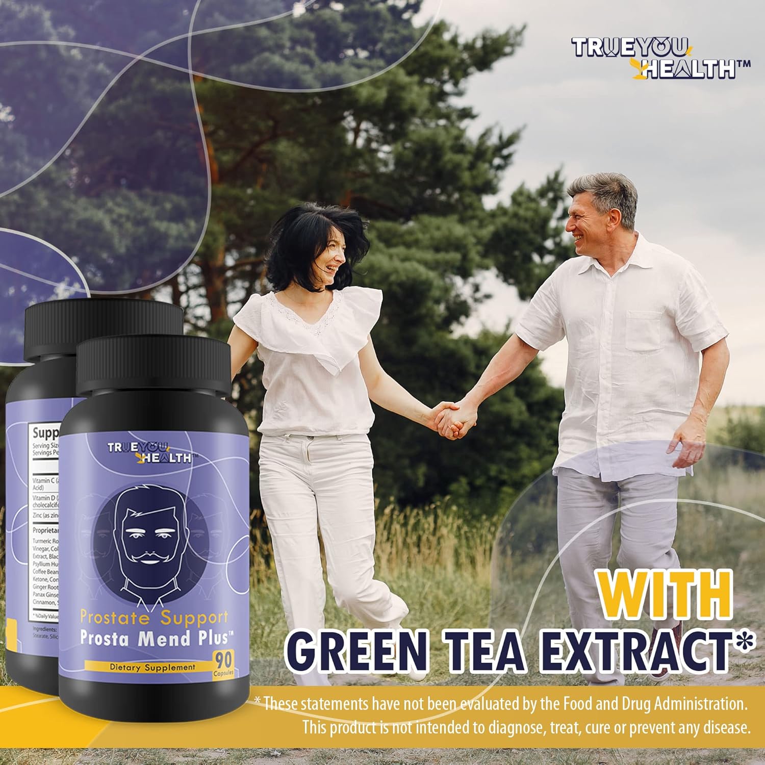 Prostate Support Supplement with Green Tea for Men - Promotes Healthy Prostate Size and Urinary Function - Improve Circulation and Bladder Health