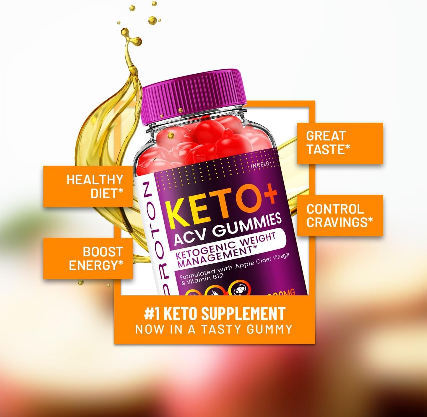 Proton Keto + ACV Gummies 5 Pack, 1000mg with Vitamin B12 - Advanced Apple Cider Vinegar Gummy Formula