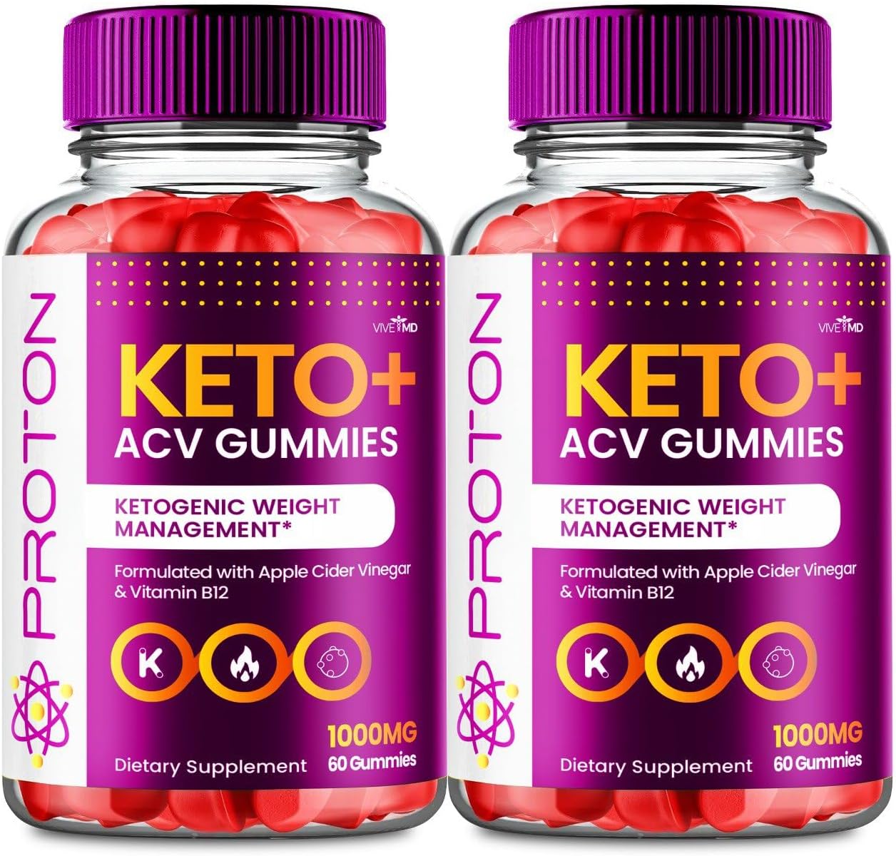 Proton Keto ACV Gummies Advanced Weight Management Supplement - 1000mg (2 Pack)
