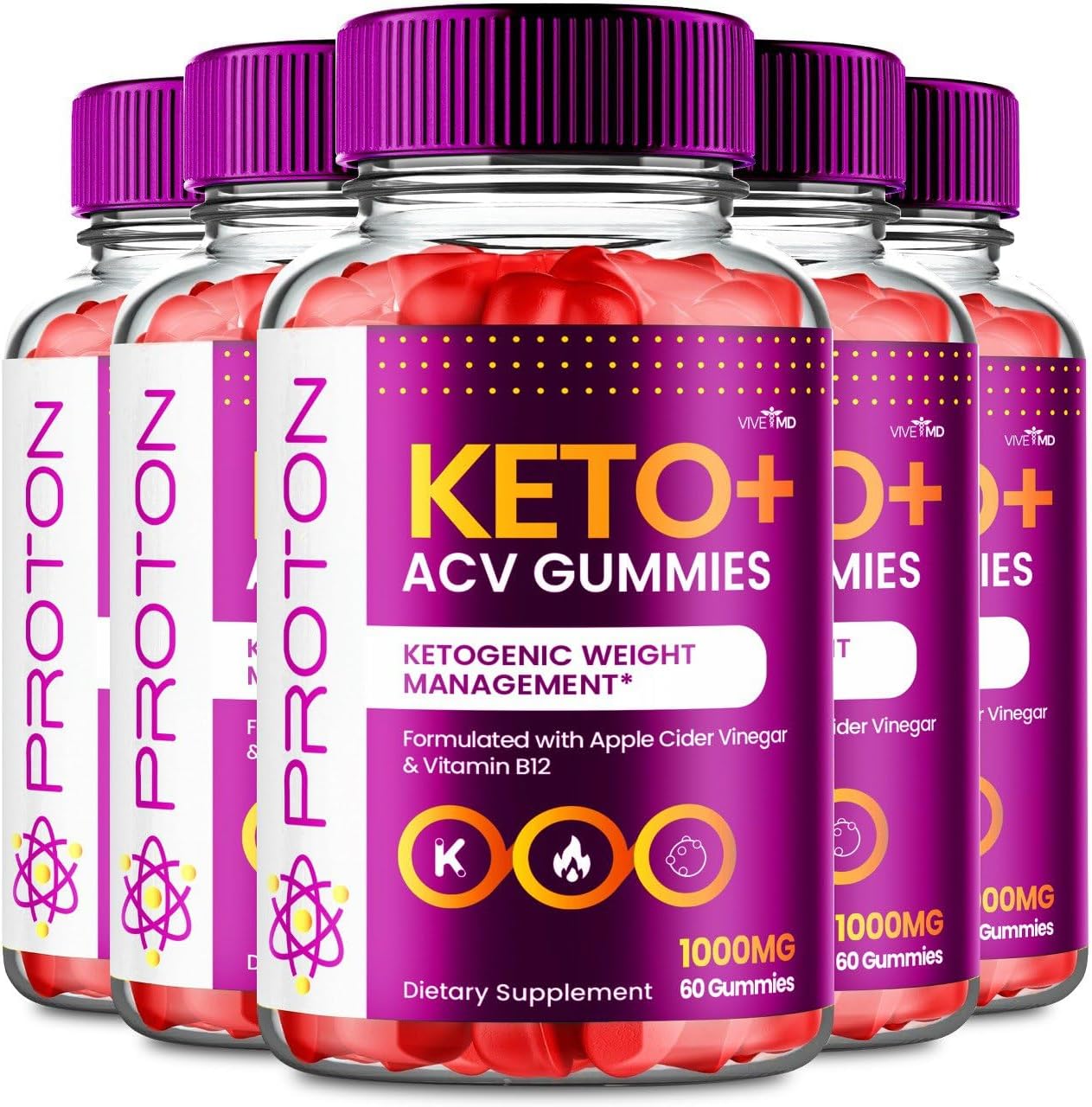 Proton Keto ACV Gummies for Advanced Weight Management - 1000mg Supplement - 5 Pack Reviews