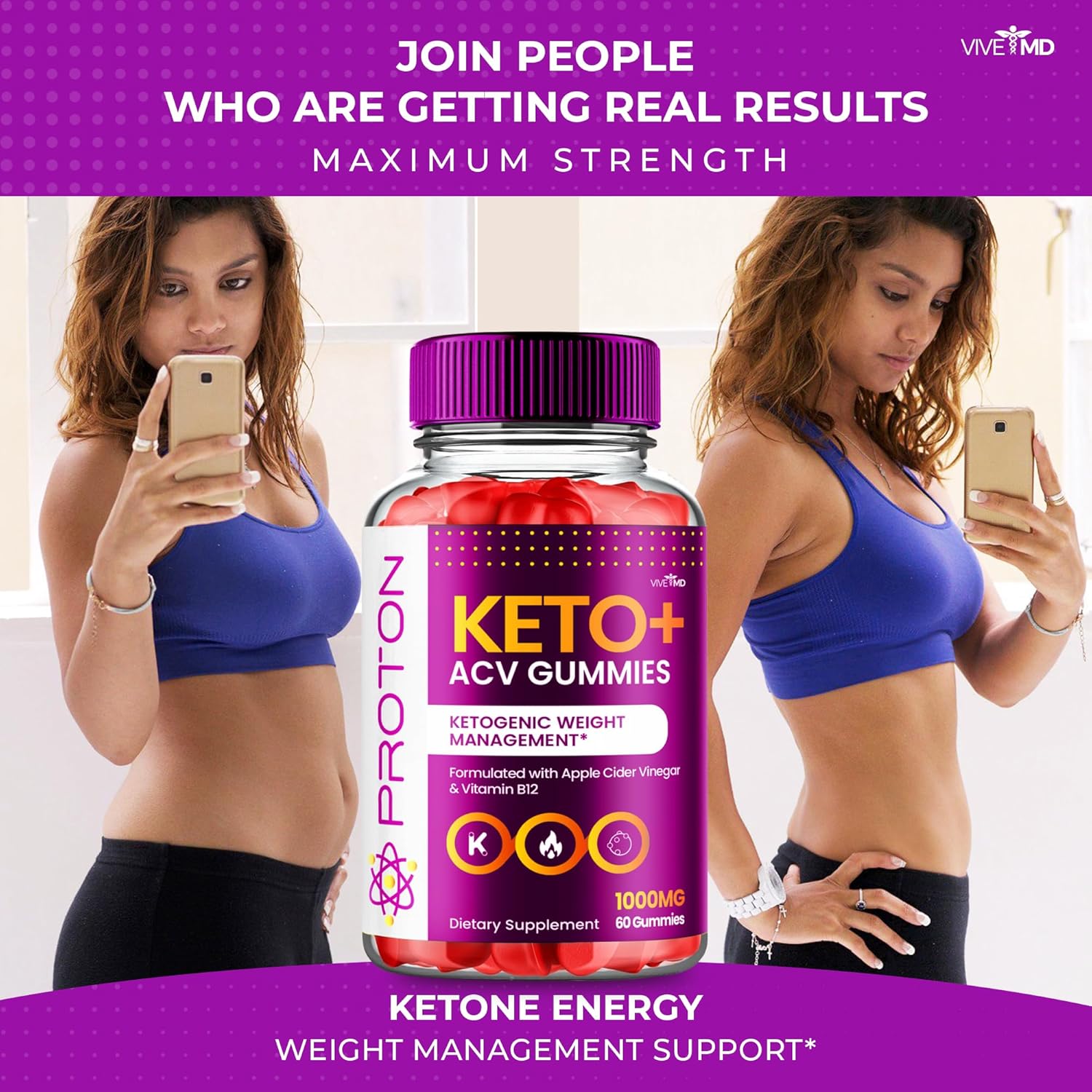 Proton Keto ACV Gummies for Advanced Weight Management - 1000mg Supplement - 5 Pack Reviews