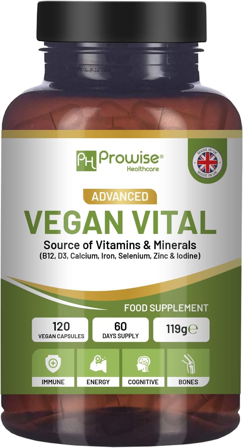 Prowise Healthcare Vegan Vital Multivitamin Capsules with Calcium, Vitamin B12, D3, Selenium, & Zinc | 120 Capsules