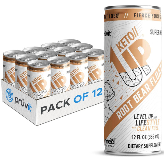 PRÜVIT Root Beer Float Keto//Up® Drink - Ready-to-Drink Ketones for Focus - 12 Pack for Men and Women