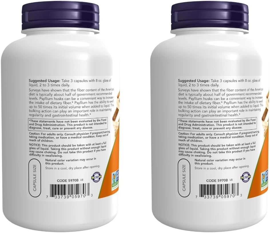 Psyllium Husk Capsules 500 mg - Non-GMO, Natural Soluble Fiber for Intestinal Health - 400 Veg Caps with Pill Organizer