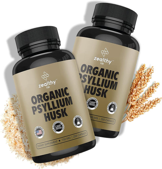 Psyllium Husk Capsules for Gut Health - 500 All-Natural Fiber Capsules, Vegan & Gluten-Free, Pack of 2