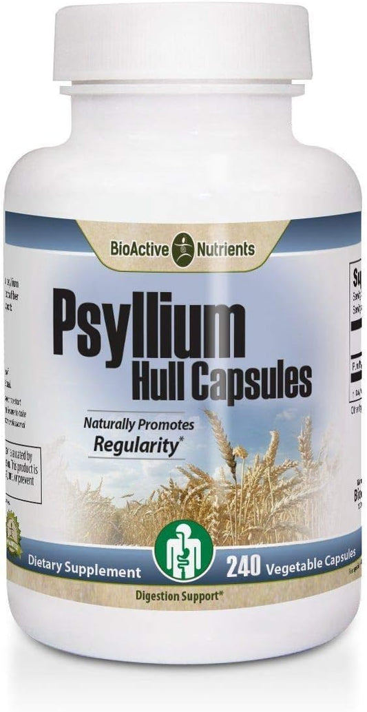 Psyllium Husk Fiber Capsules - 60 Count - Sugar-Free BioActive Nutrients Supplement