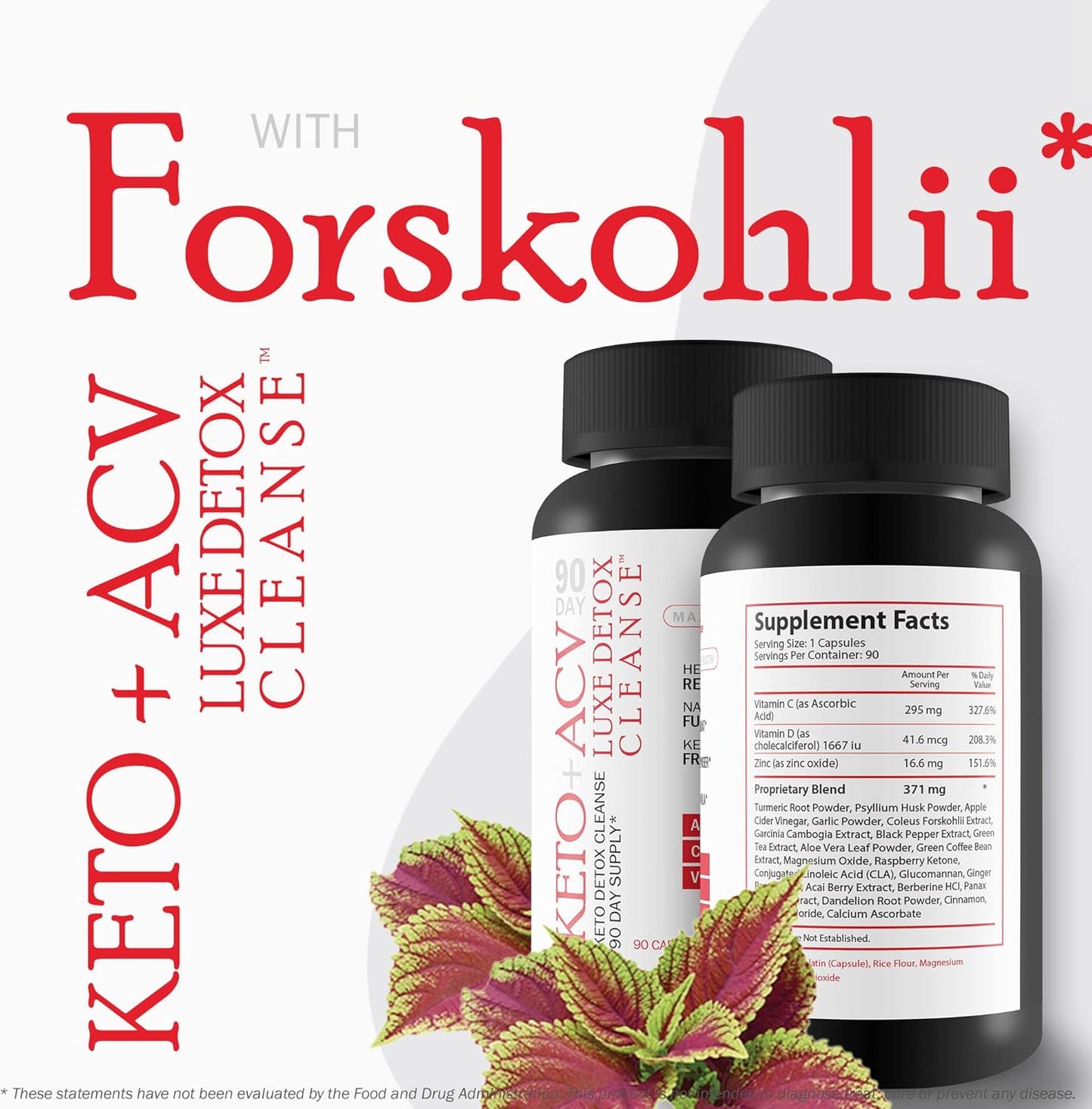 Psyllium Keto Detox Cleanse - 90 Day Supply for Gut Bloat & Belly Size - Premium Keto ACV Luxe Cleanse