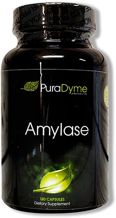 PuraDyme Amylase Enzyme Supplement - 180 Capsules for Digestive Health and Nutrient Absorption