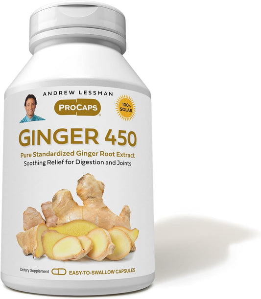 Pure and Natural Ginger Capsules for Joint and Digestive Relief - Anti-Aging Antioxidant Supplement with No Additives