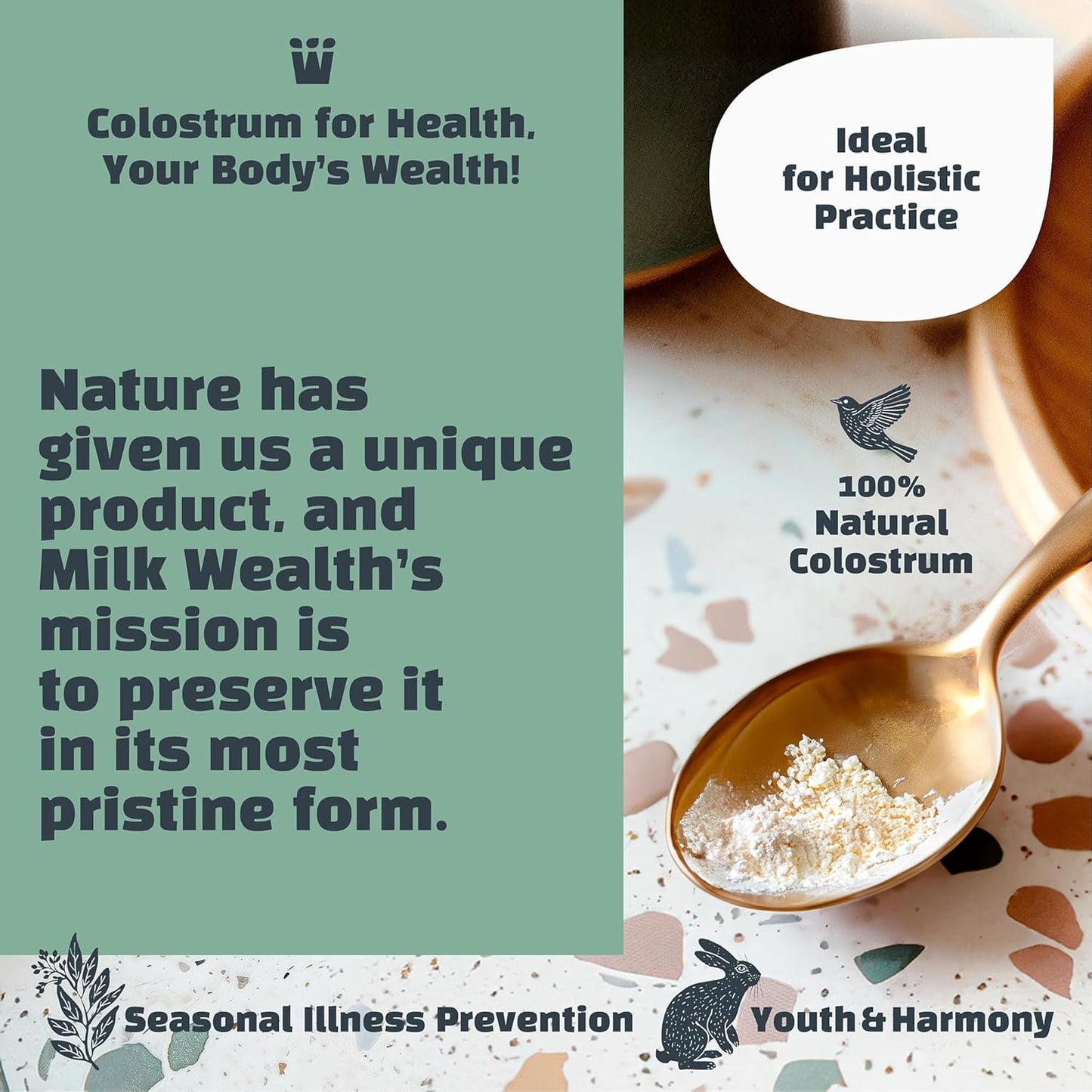 Pure Bovine Colostrum Superfood with Immune Support - Freeze-Dried, Unflavored, Nutrient-Rich, 25 Packets (2g Each), 50g Total Weight